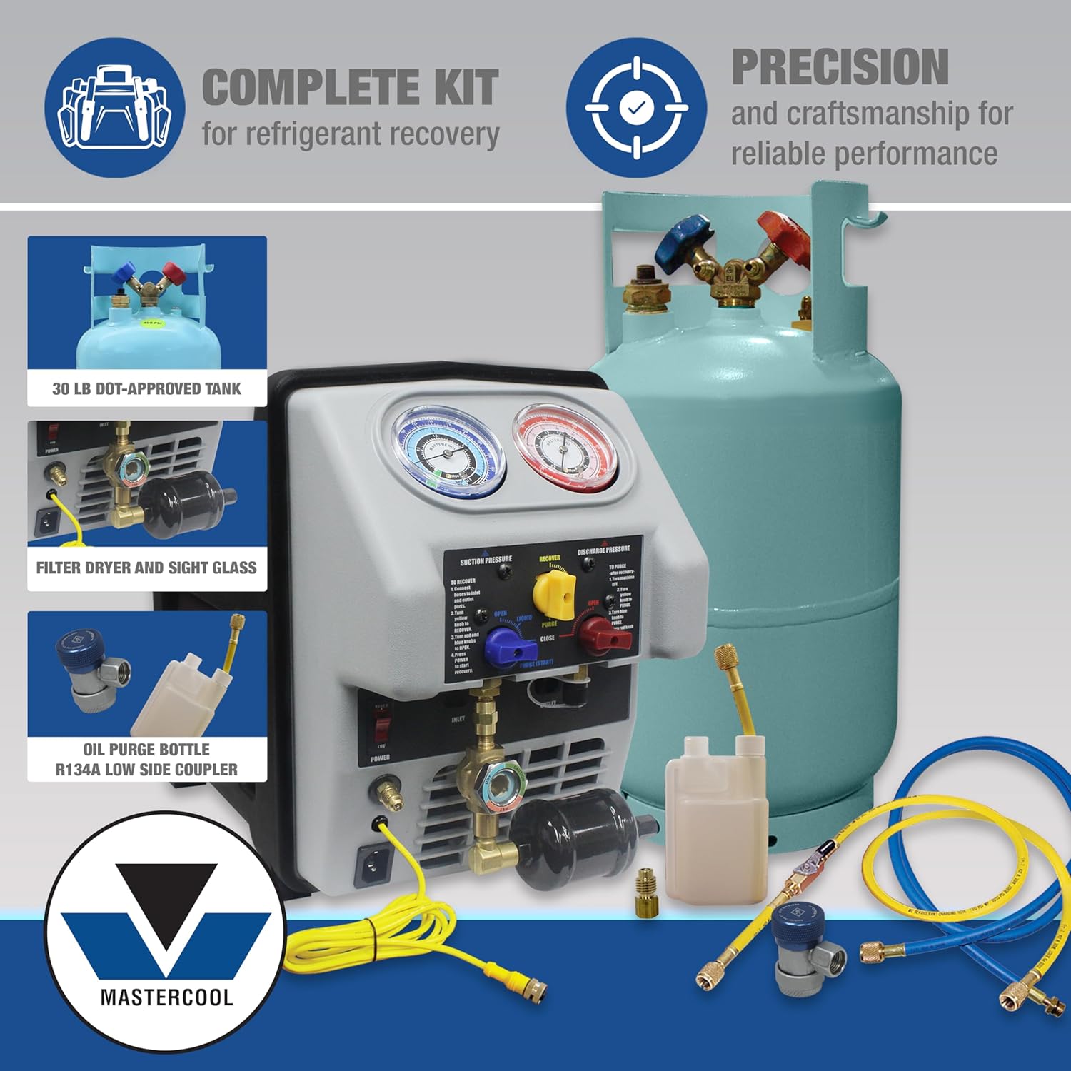 Mastercool 69360 Dual Piston Complete Recovery System 110V