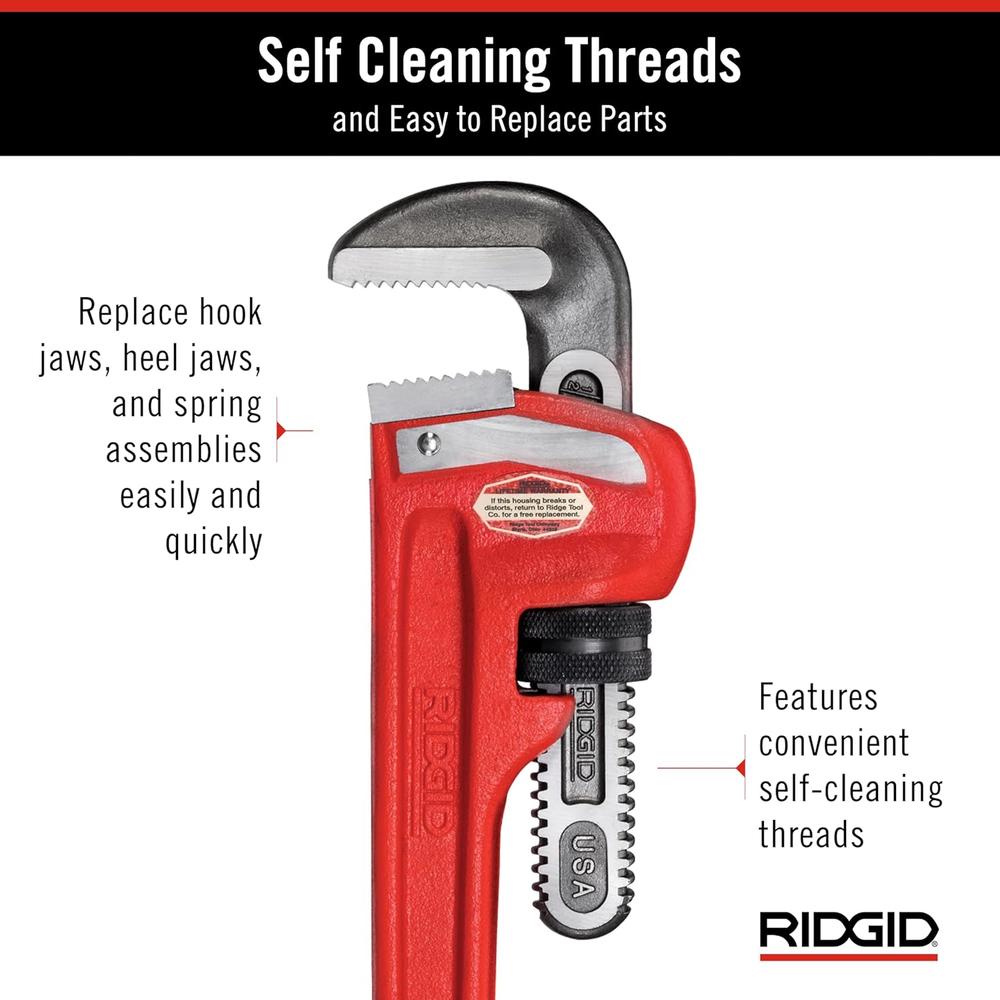 Ridgid 31025 Model 18 Heavy-Duty Straight Pipe Wrench, 18" Plumbing Wrench