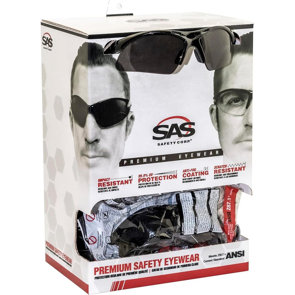 SAS Safety 540-0201 Diamondbacks Lunettes de sécurité - Monture noire - Lentille grise - Polybag