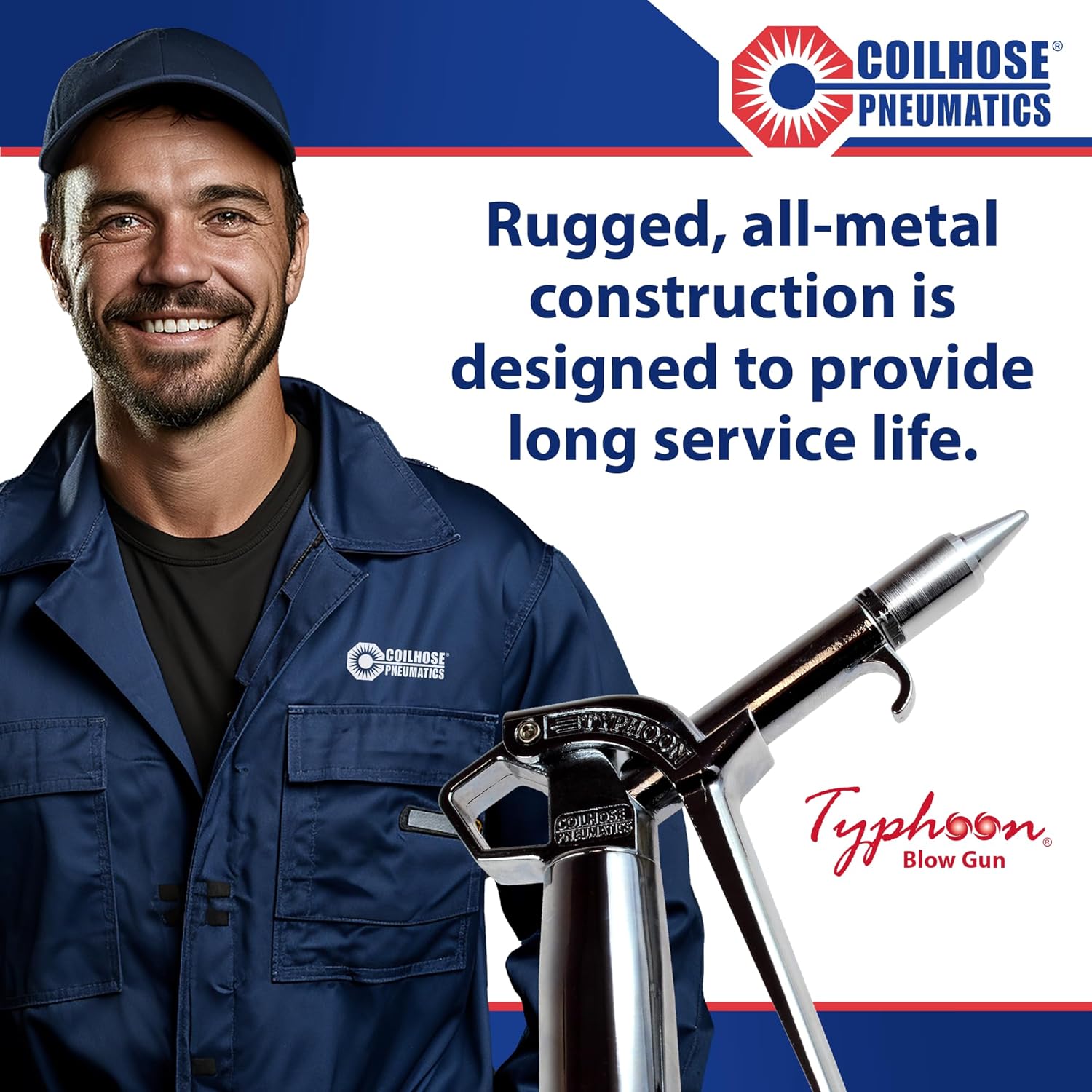 Coilhose Pneumatics TYP-2501CS 1/4" Typhoon Pro Blow Gun, Clam Shell