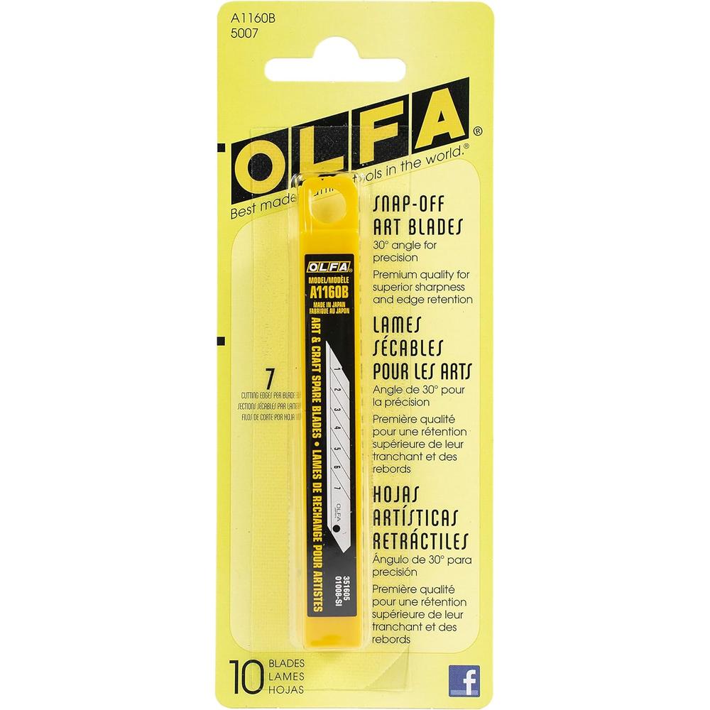 Olfa A1160B Graphics Snap Lames, 10pk