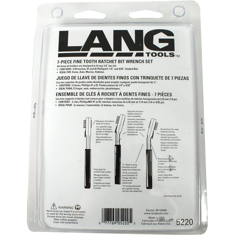 Lang Tools 5220 7 pièces. Jeu de clés à dents fines