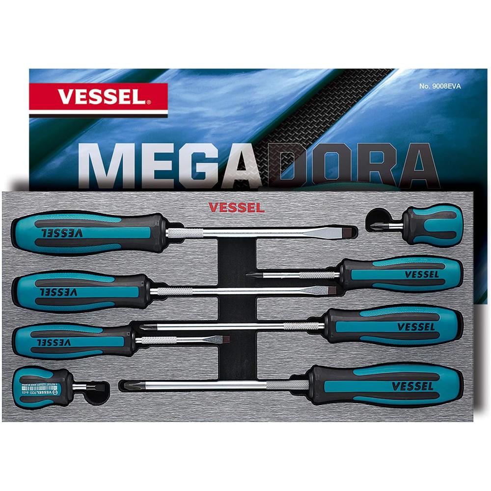 Vessel Tools 9008EVA 8PC MEGADORA JAWS FIT SCWDRVR