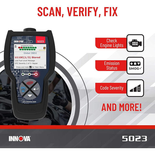 Innova 5023 Pro CarScan Code Scanner - Professional OBD2 Scanner - Smog Test Scan Tool - Multilingual Code Reader