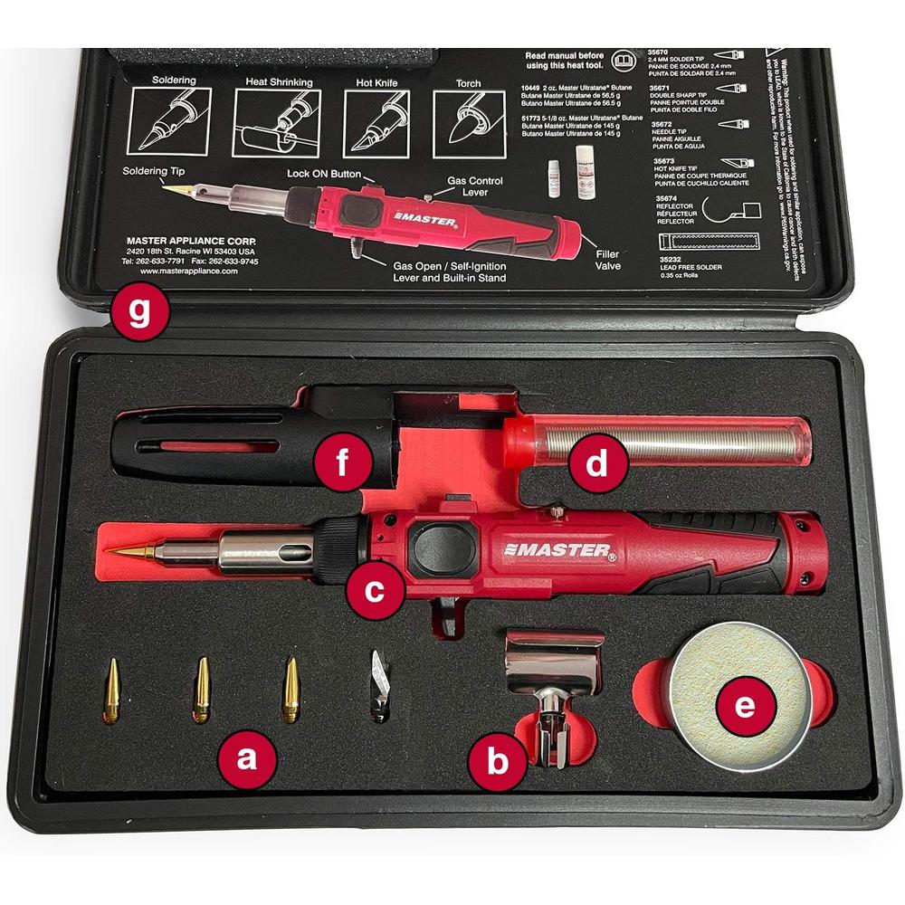 Master Appliance PI-20SIK PROFESSIONAL BUTANE-POWERED SOLDERING IRON, FLAMESLESS HEAT TOOL & TORCH KIT, 680°F-820°F