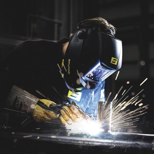 ESAB 700000490 Black Savage A40 Welding Helmet, Din 4, 9-13, 100mm X 50mm Viewing Area, External Grind Mode Button