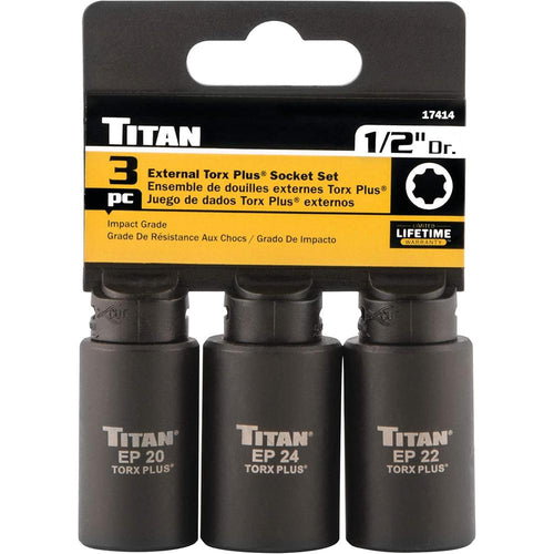 Titan 17414 External Torx Plus Socket Set, 3 Piece