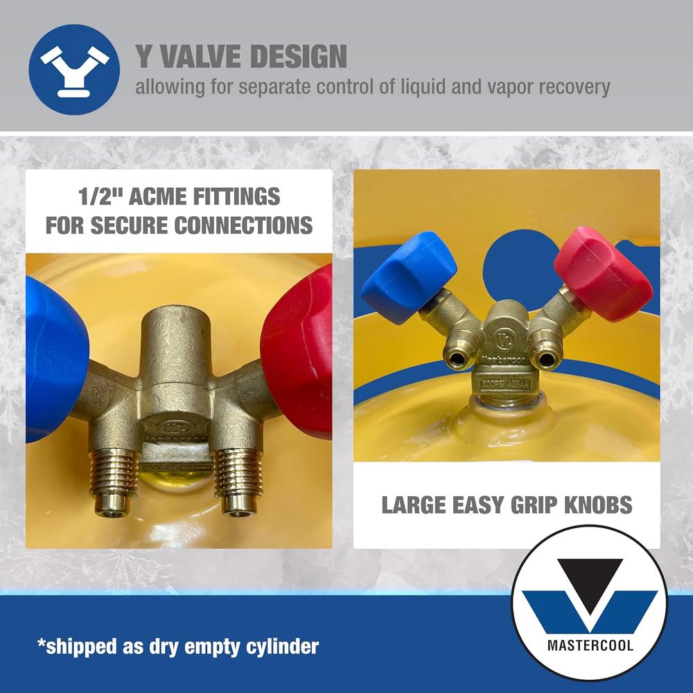 Mastercool 66011 50 livres. Réservoir d'alimentation DOT avec interrupteur à flotteur, 1/2" Acme