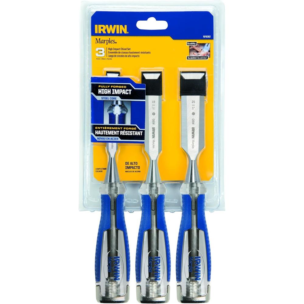 Irwin Tools 1819362 Marples High-Impact Chisel Set, 3-Piece