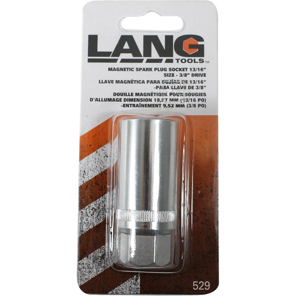 Lang Tools 529 Magnetic Spark Plug Socket - 13/16" Size, 3/8" Dr.