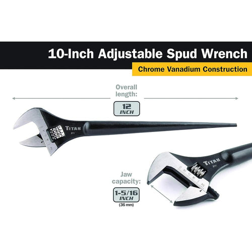 Titan Tools 211 Clé à molette de construction réglable de 10 po