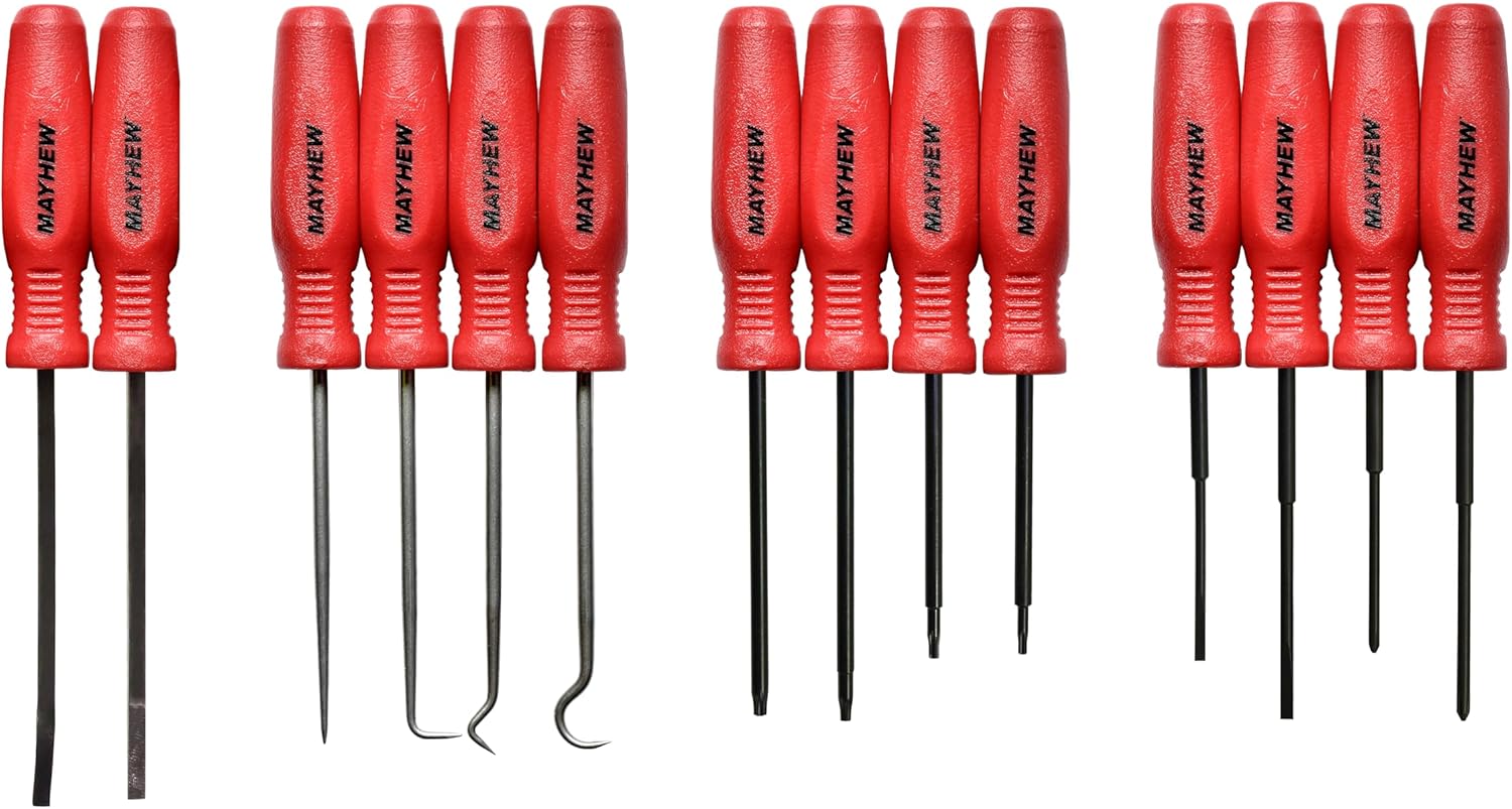 Mayhew Tools 31014F 14-Pc Mini Hand Tool Set (Hook, Pics, Pry Bars, Slotted, Phillips & Torx Screwdrivers)