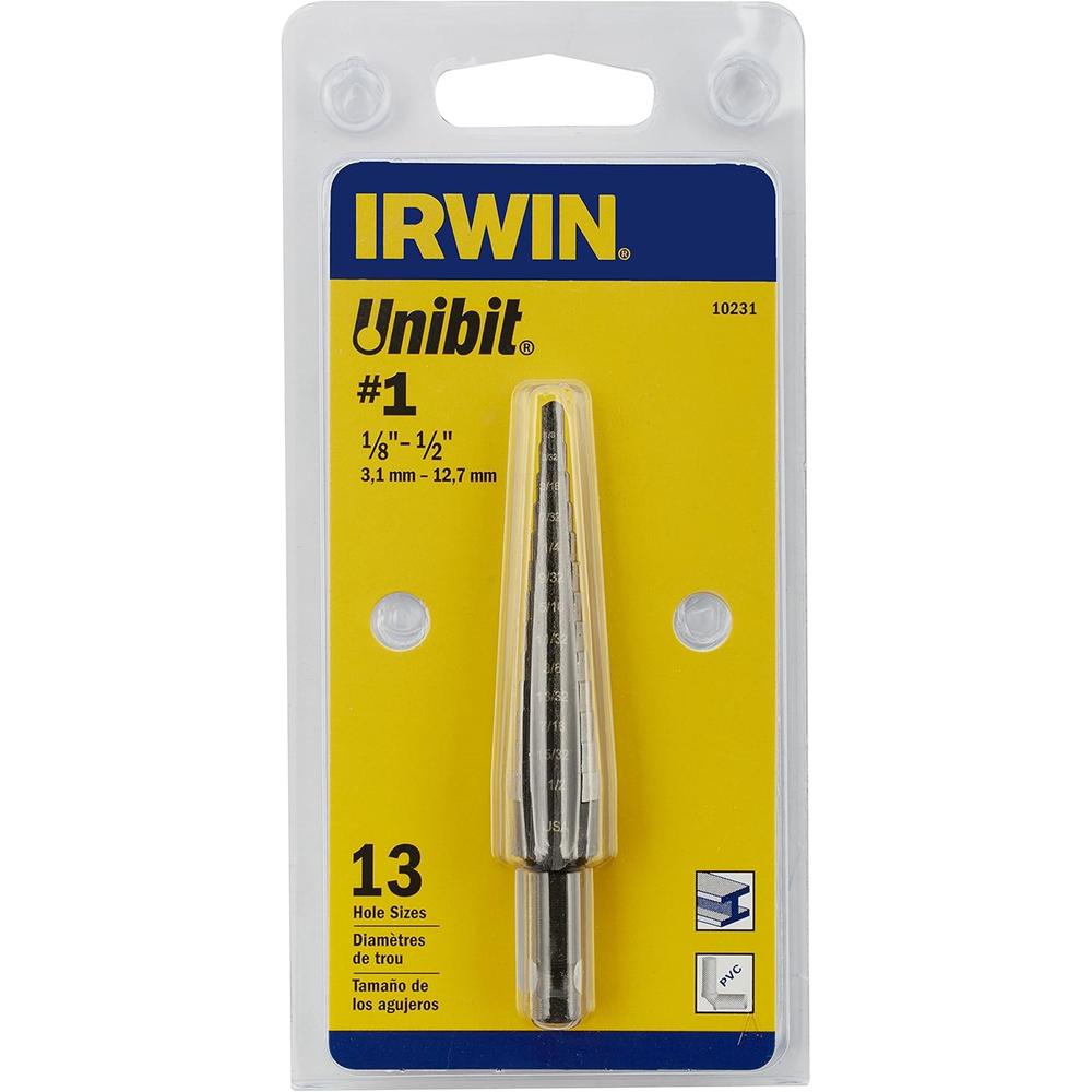 IRWIN Step Drill Bit. 1/8-Inch to 1/2-Inch Step. 1/4-Inch Shank (10231)