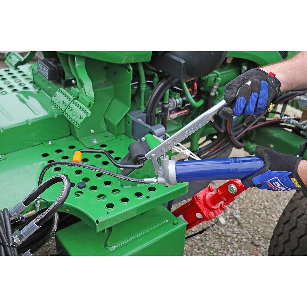 Lincoln 1147 Heavy Duty Lever-Action Manual Grease Gun with 18-inch Whip Hose and Dual Lip Follower to Prevent Grease Bypass