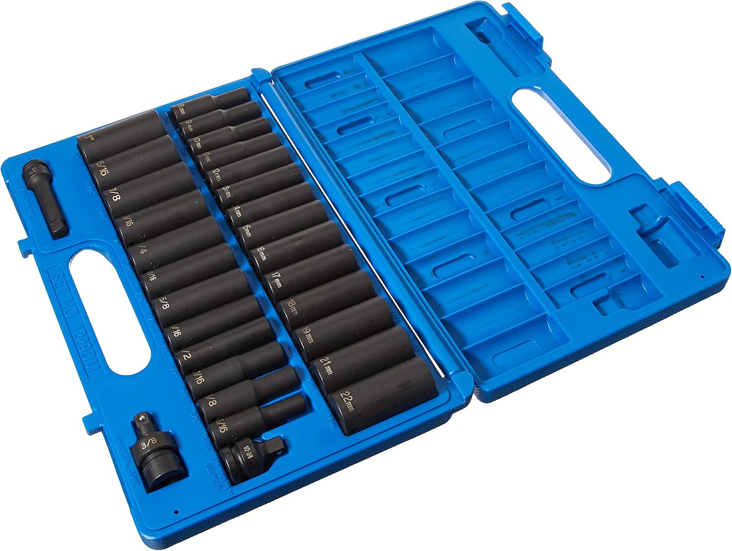 Grey Pneumatique 1229DM Entraînement 3/8" Ensemble de 29 pièces SAE/métrique profond