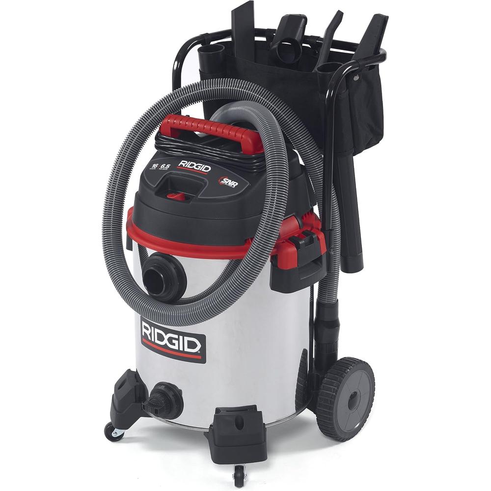 Ridgid 50353 Stainless Steel Wet/Dry Vacuum with Cart, 16 Gallon, Red