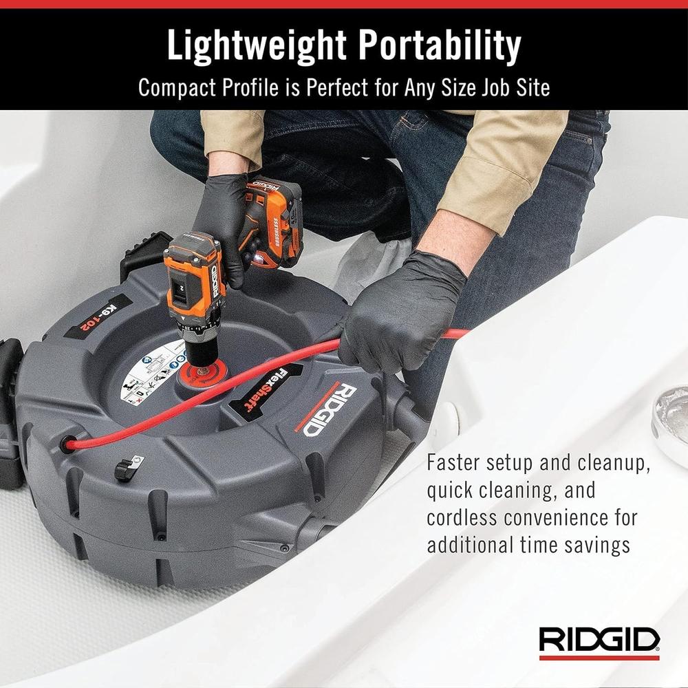 Ridgid 64263 Arbre flexible, machine de nettoyage de canalisations K9-102 pour tuyaux de 1-1/4 à 2" ; comprend : un câble et un kit de 50' 1/4"