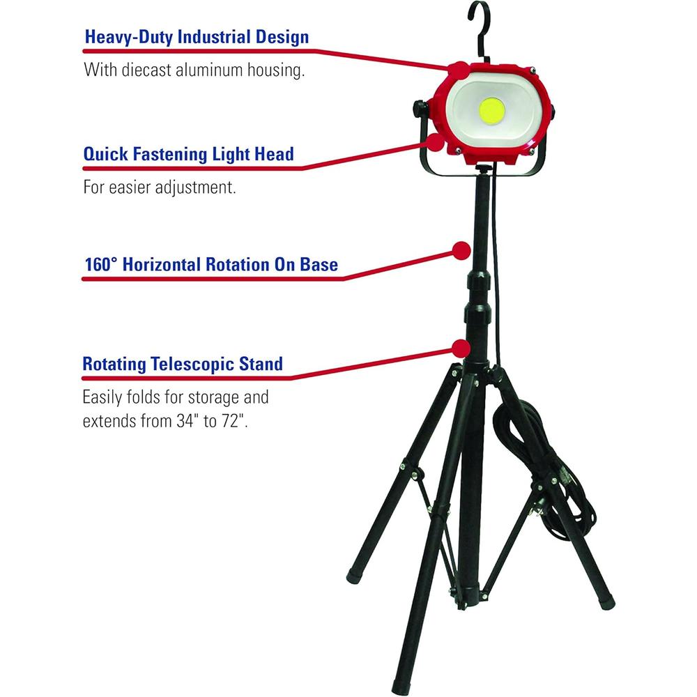 ATD Tools 80335 4,200 LUMEN 35W HEAVY DUTY COB LED FLOOD LIGHT WITH TELESCOPIC STAND