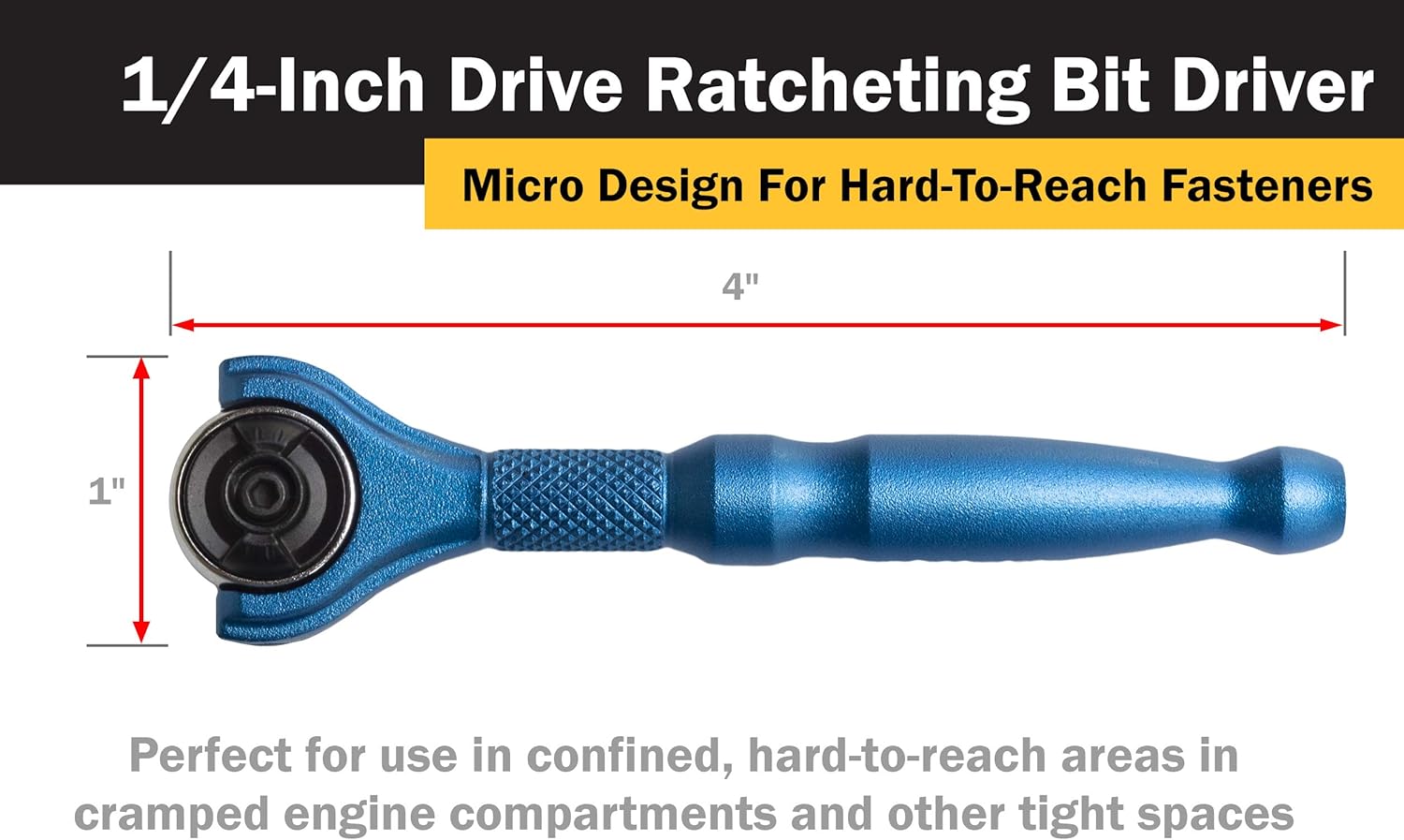 Titan Tools 11317 1/4" Drive Aluminum Swivel Head Micro Bit Driver