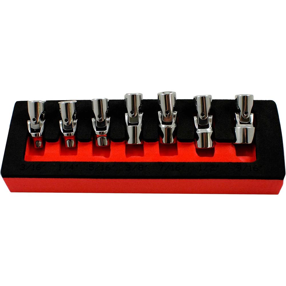 Astro Pneumatic 7407 1/4-Inch Drive Flex Socket Set, 6 Point - SAE, 7-Piece