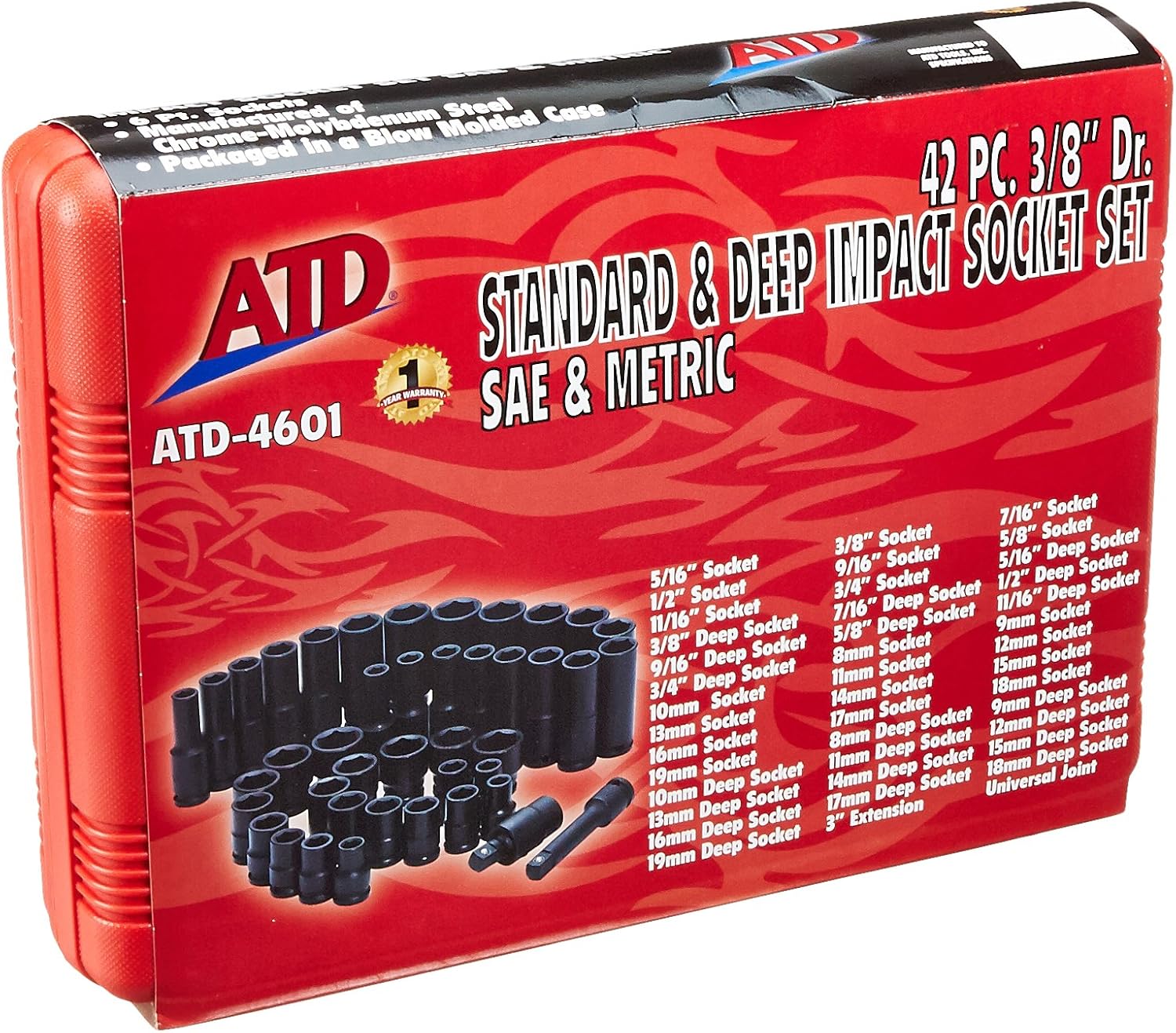 ATD Tools 4601 42PC STD/DP SAE/MET IMP. Set