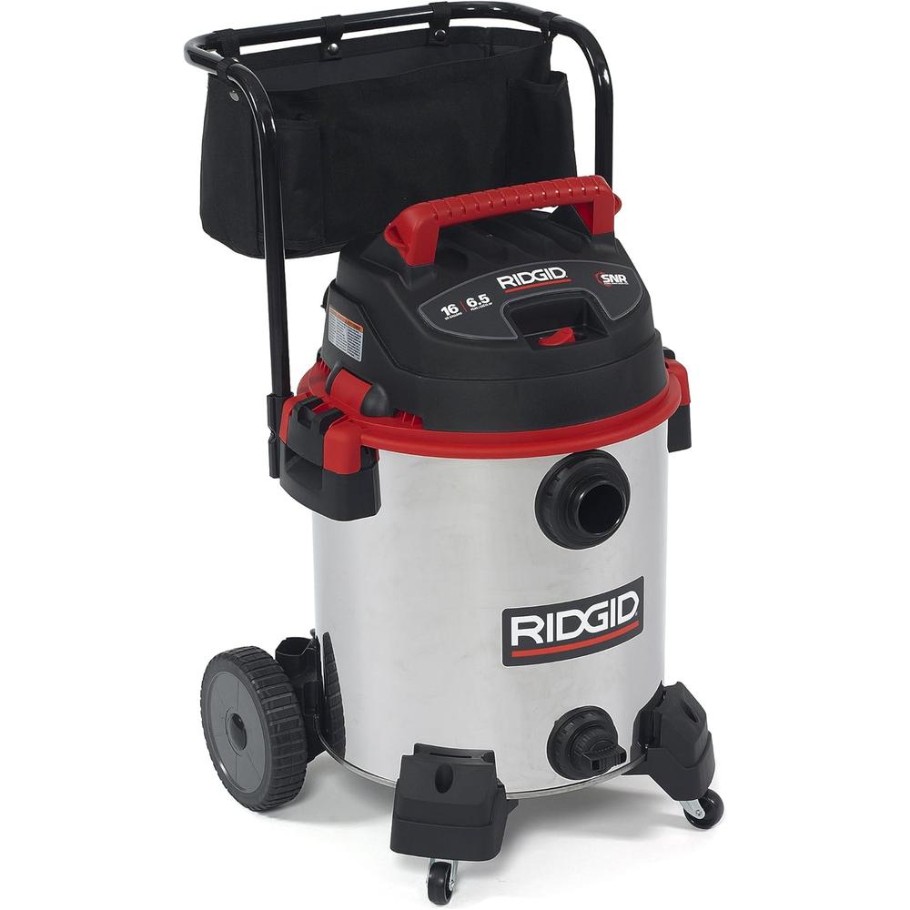 Ridgid 50353 Stainless Steel Wet/Dry Vacuum with Cart, 16 Gallon, Red
