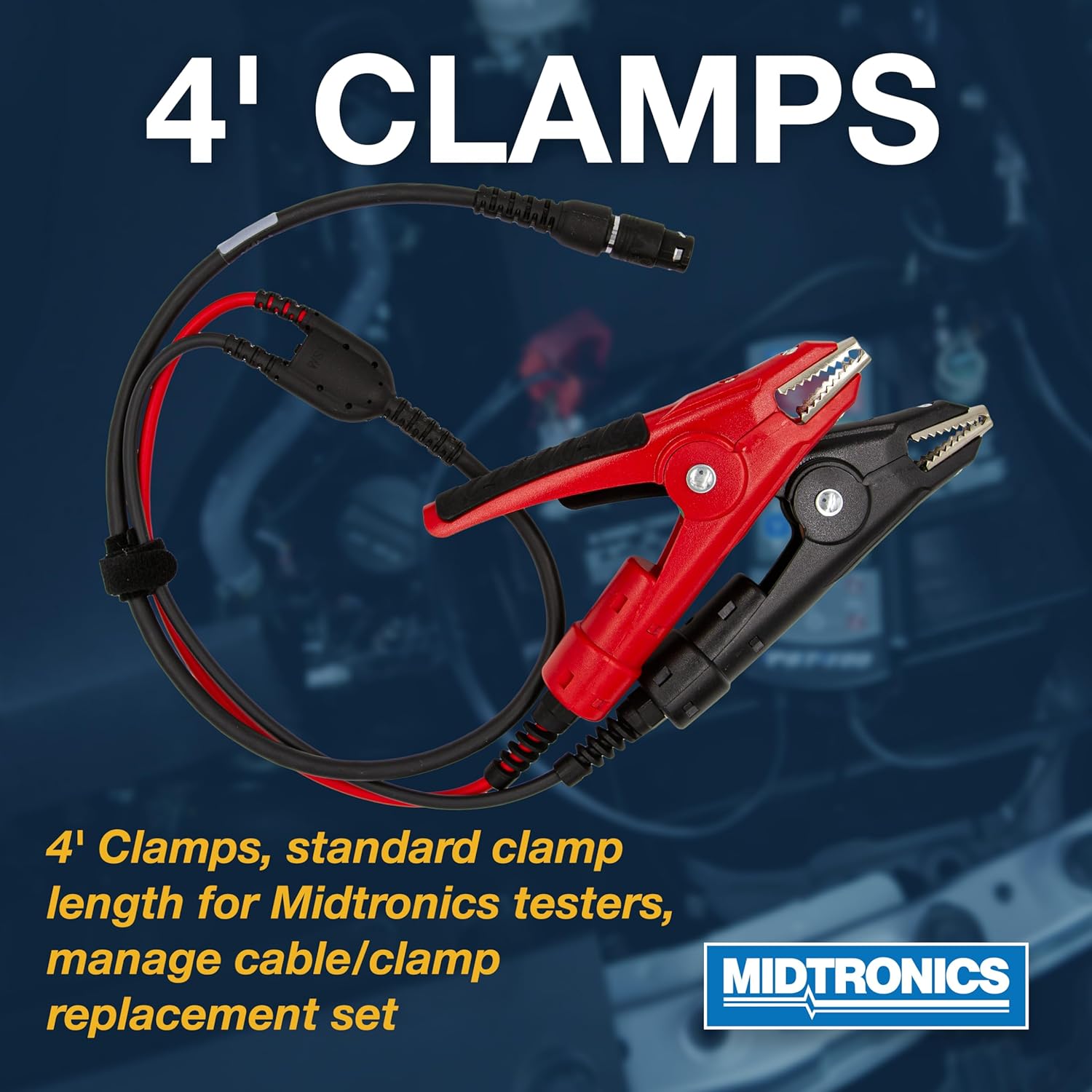 Midtronics A250 Cable, 4' w/Large Plastic Clamps: EXP-800 Models