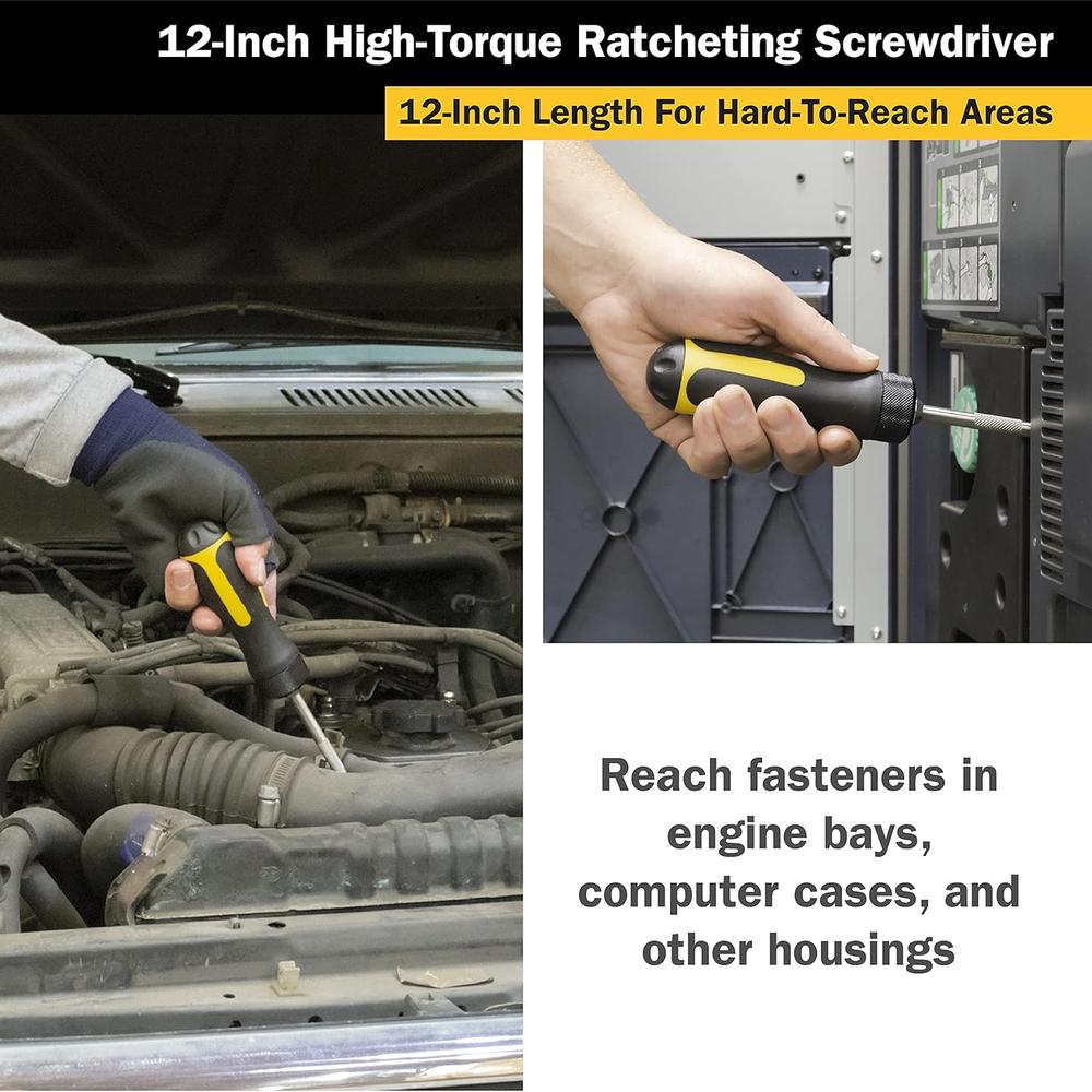 Titan Tools 12220 12 Pc. 12in. High-Torque Ratcheting Screwdriver
