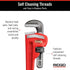 Ridgid 31015 Model 12 Heavy-Duty Straight Pipe Wrench, 12" Plumbing Wrench - Red, Small