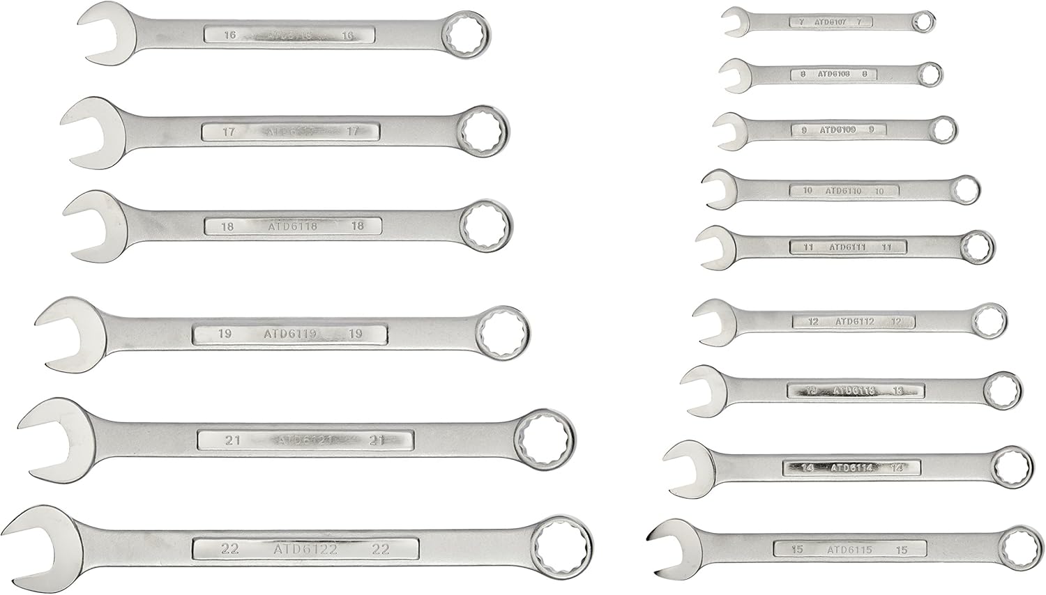 ATD Tools 1115 Jeu de 15 clés métriques à panneau surélevé