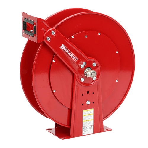Reelcraft 83000 OLP 3/4 in. x 50 ft. Ultimate Duty Dual Pedestal Spring Retractable Air Hose Reel in red with dual pedestal base