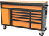 TOBEQ RCBT611123ORBK 61-Inch 11-Drawer Roller Cabinet in Orange and Black with solid wood top work surface and heavy-duty casters