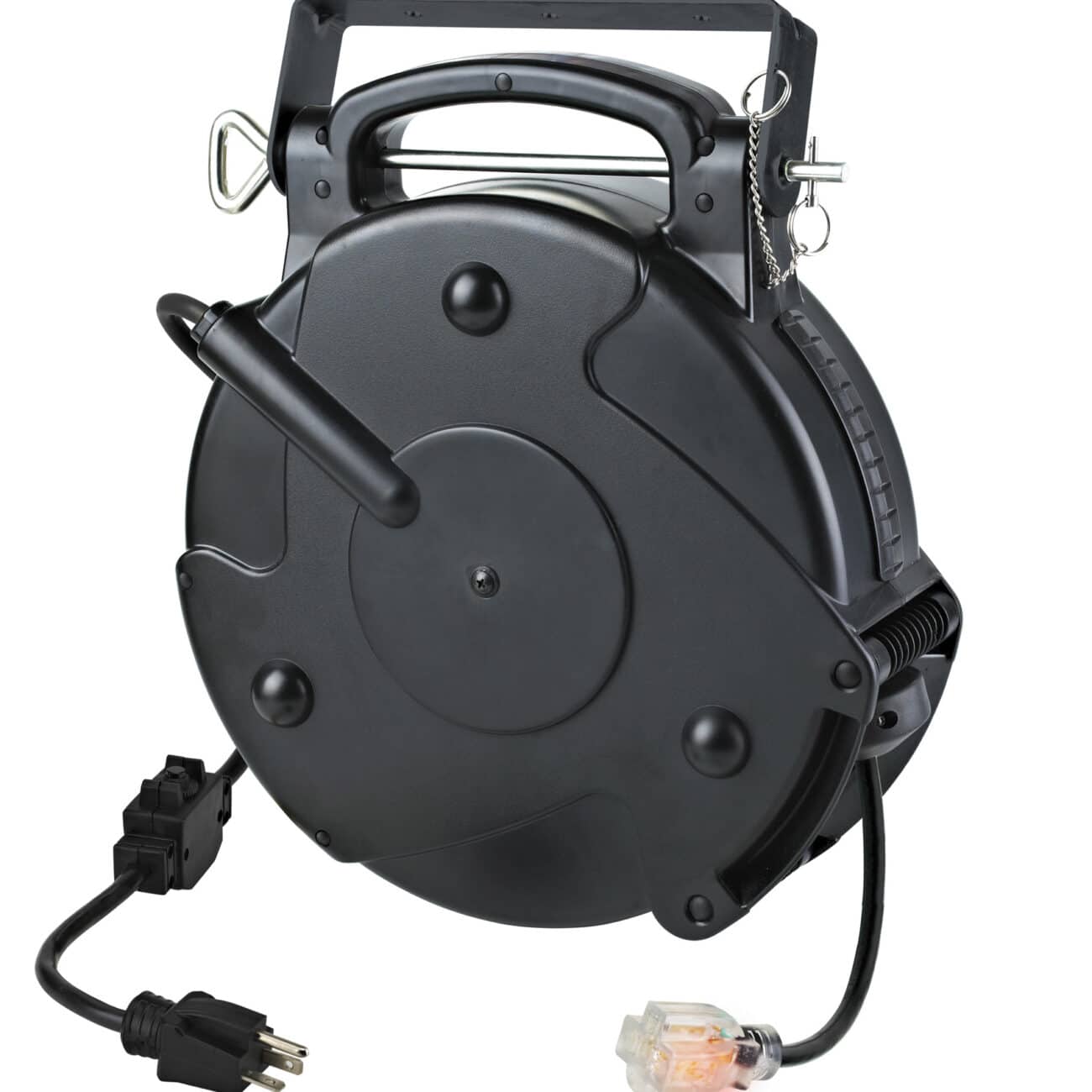 Alert Stamping 8645TFI ProReel 45ft Retractable Extension Cord Reel angled side view