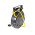 Alert Stamping 8665TFS Retractable Extension Cord Reel, opposite side view with 3-prong power plug and carry handle