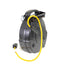 Alert Stamping ALT-8675MFT Retractable Cord Reel - side angle view showing yellow 14/3 SJTOW cord and mounting bracket