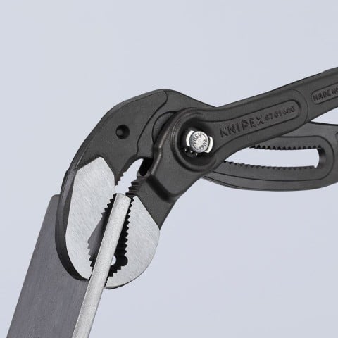 Knipex Cobra XL Water Pump Pliers - close-up of serrated jaws and box-joint mechanism