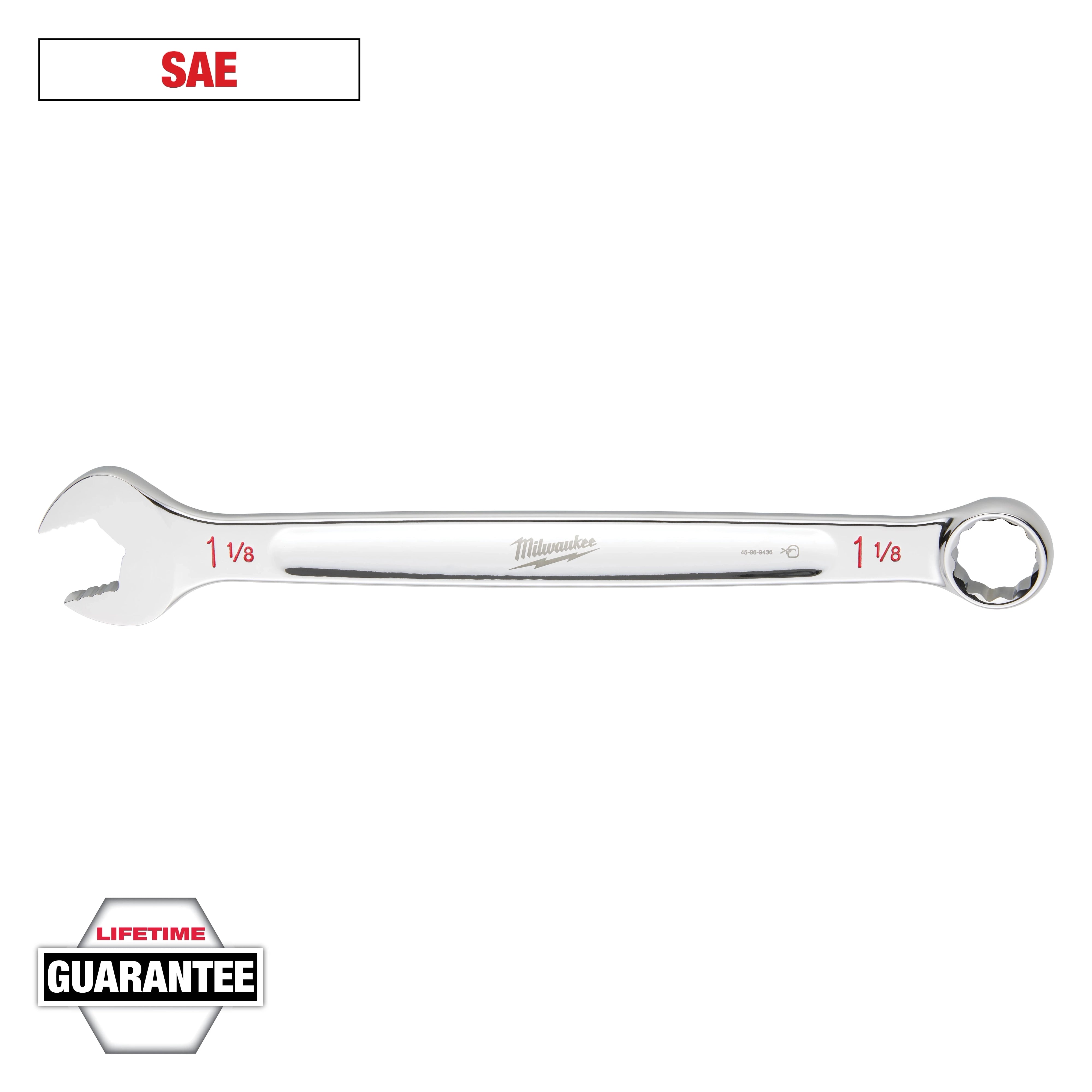 Milwaukee Tool 45-96-9436 1-1/8 In. SAE Combination Wrench with Lifetime Guarantee badge