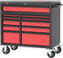 TOBEQ RCBT411121RDBK 41" HD Series 11-Drawer Roller Cabinet in Red/Black with 4 HD casters