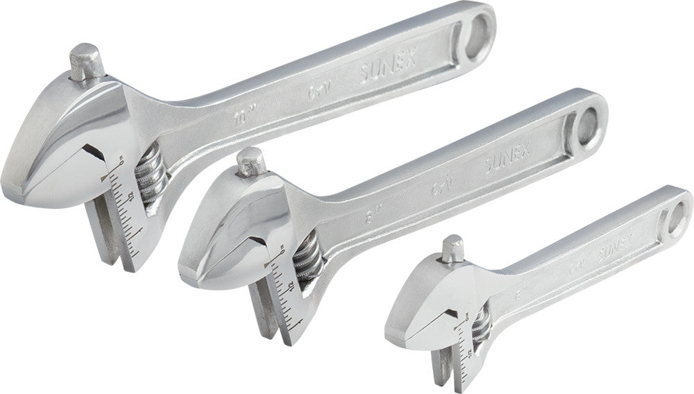 Sunex Tools SXAWS3C 3-pc Adjustable Wrench Set – 6", 8" & 10"