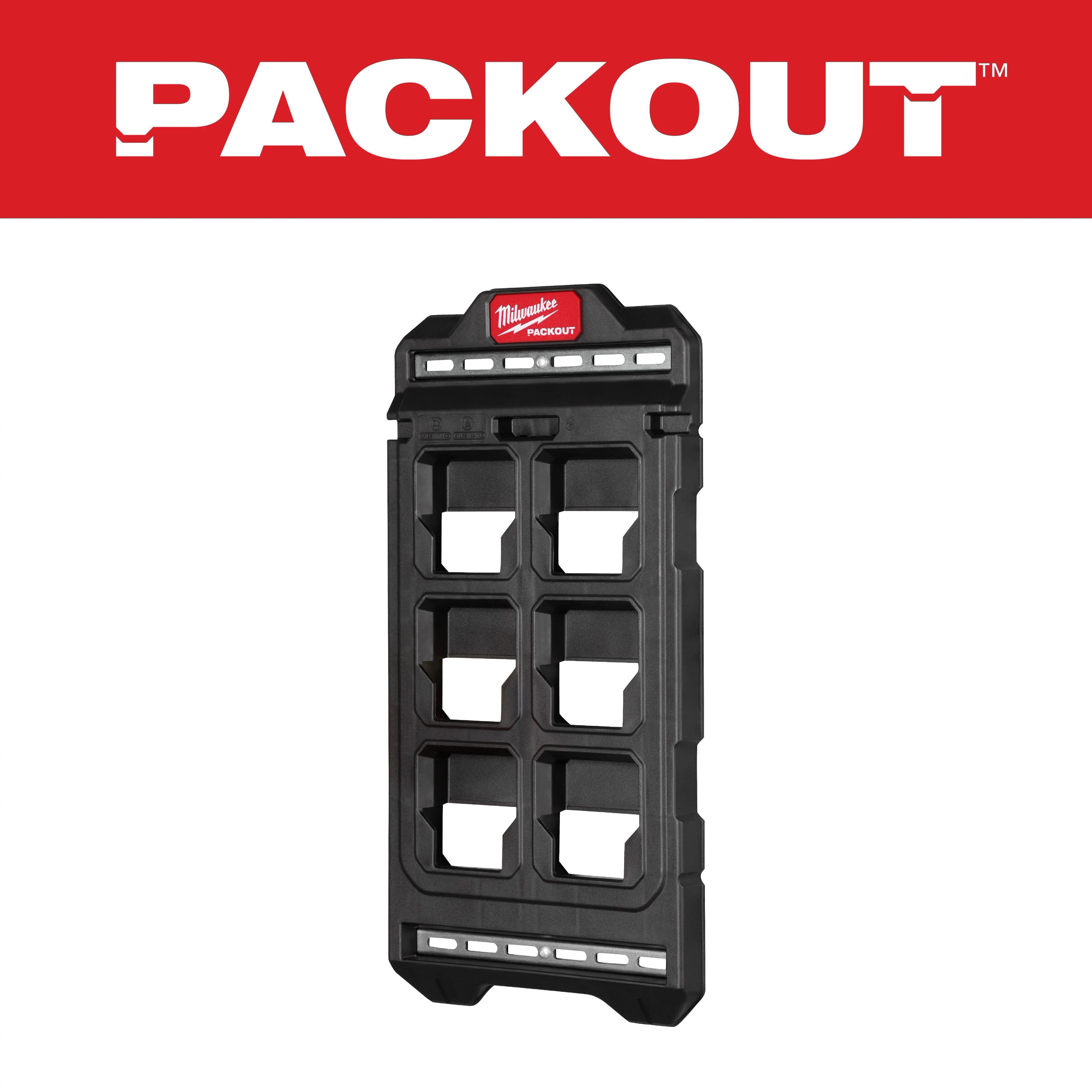 Milwaukee Tool 48-22-8496 PACKOUT Compact Wall Plate, black, angled product view