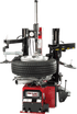Coats 9028E Rim Clamp Tilt Back Tire Changer front view with tire mounted
