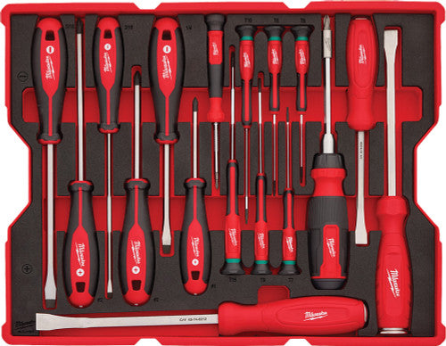 Milwaukee Tool 48-22-0158 17-Pc Screwdriver and Pry Bar Set with Tray for Packout Drawers - MPR Tools & Equipment