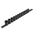 Sunex Tools 2679A 13-piece 1/2" drive metric 12-point impact socket set on rail, angled view 10-24mm