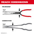 Milwaukee 48-22-6563 Long Reach Hose Grip Pliers reach dimensions comparison vs competitor - 7.5in vs 4.5in reach