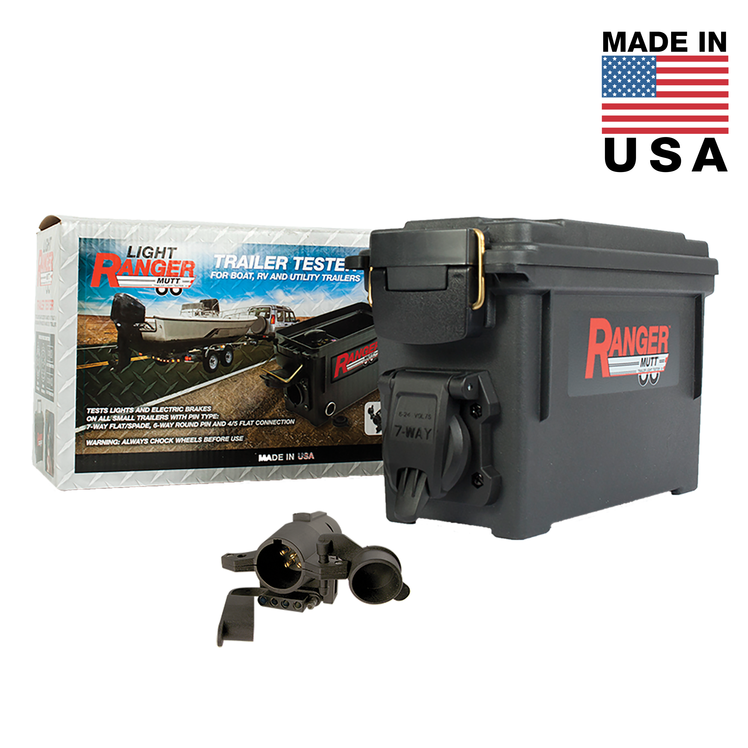 IPA Tools 9101 Light Ranger MUTT Trailer Light Tester with retail box and 3-way trailer adapter