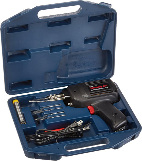 ATD Tools 3740 8-Piece Dual Heat Soldering Gun Kit shown in open blue blow molded case with gun and accessories