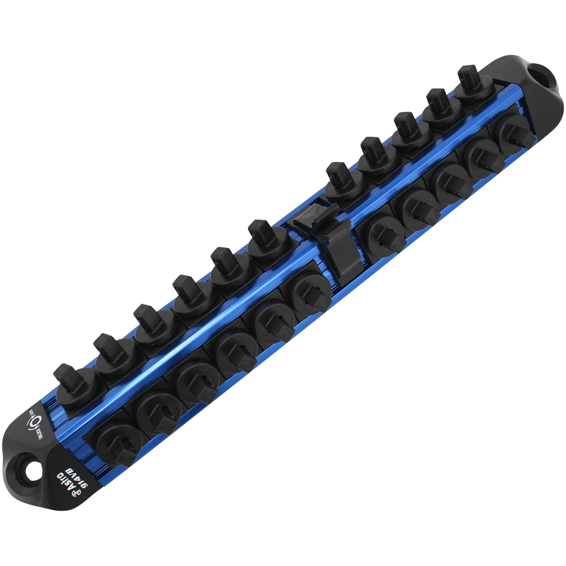 Astro Pneumatic AST-914VB V12 Socket Organizer Blue - top view showing empty dual-sided socket slots