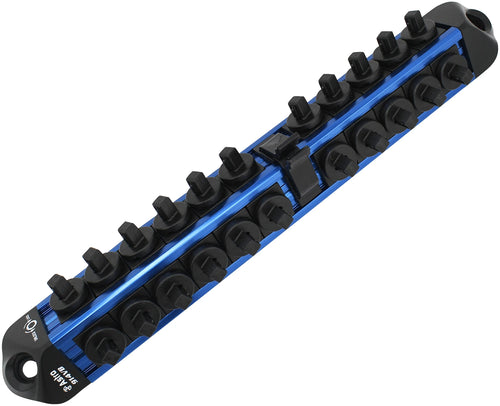 Astro Pneumatic AST-914VB V12 Socket Organizer Blue - side view showing empty socket slots