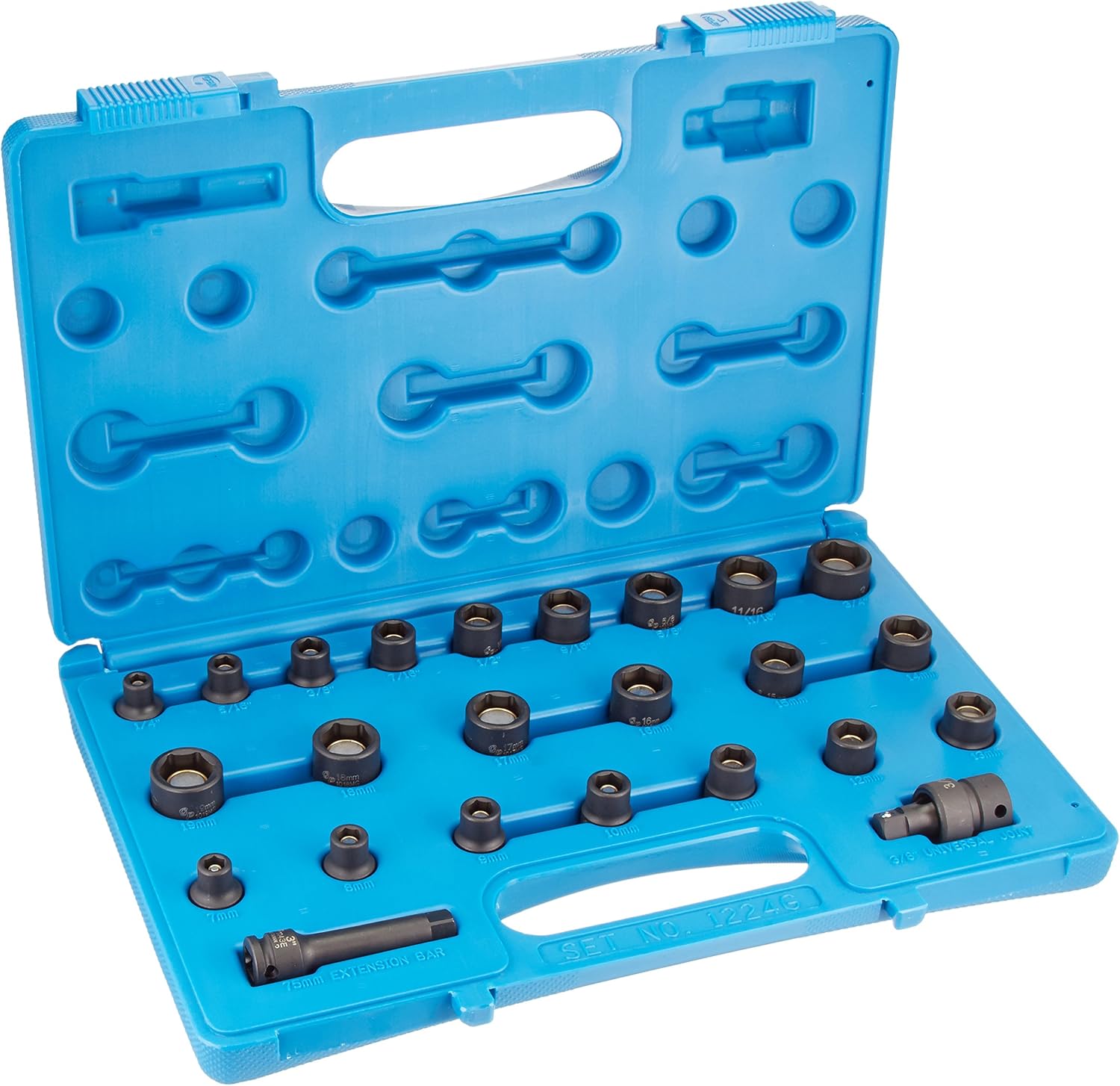 Grey Pneumatic 1224G 3/8" Dr. 24 Pc. Std. Length SAE/Metric Magnetic Set