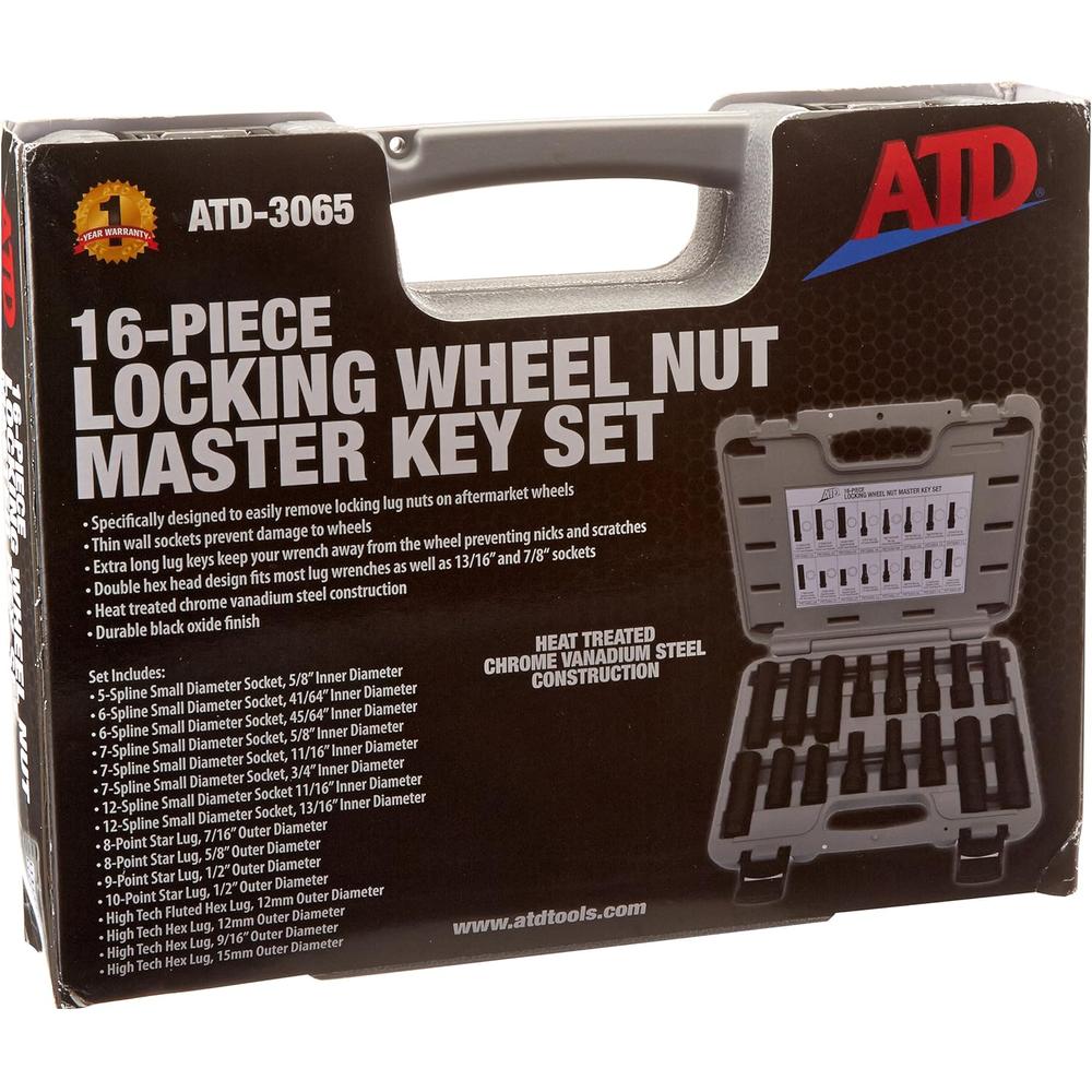 ATD Tools 3065 Lot de 16 clés principales pour écrou de roue verrouillable